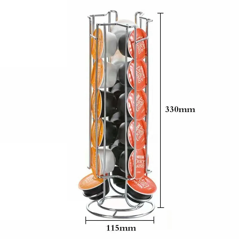 

Capsule Display Capsule Rack 24 tower cups rotatable coffee pod Rack Stainless Steel Tower rack storage rack 2021