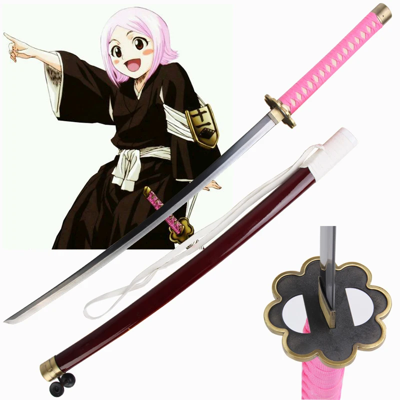 Косплей мечи для Bleach Аниме Kusajishi Yachiru меч катана настоящая Сталь Розовый углеродистая сталь деревянная оболочка не острые