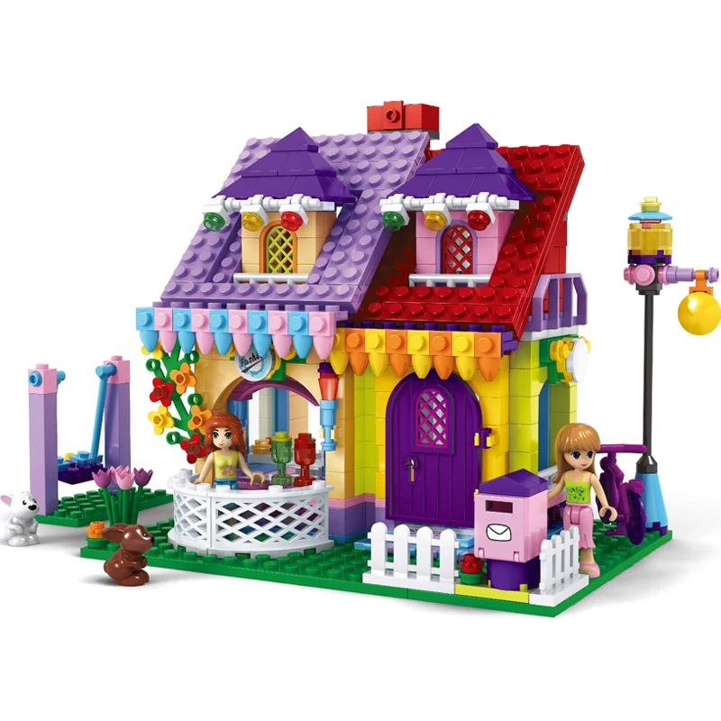 

Девушка кубики принцессы монтаж дома, строительные блоки, игрушки для детей студенческие подарки вилла строительные блоки