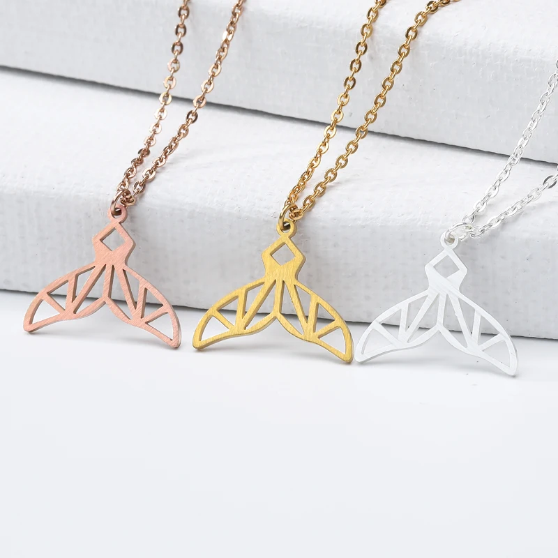 Ожерелье женское из нержавеющей стали с подвеской в виде рыбьего хвоста |