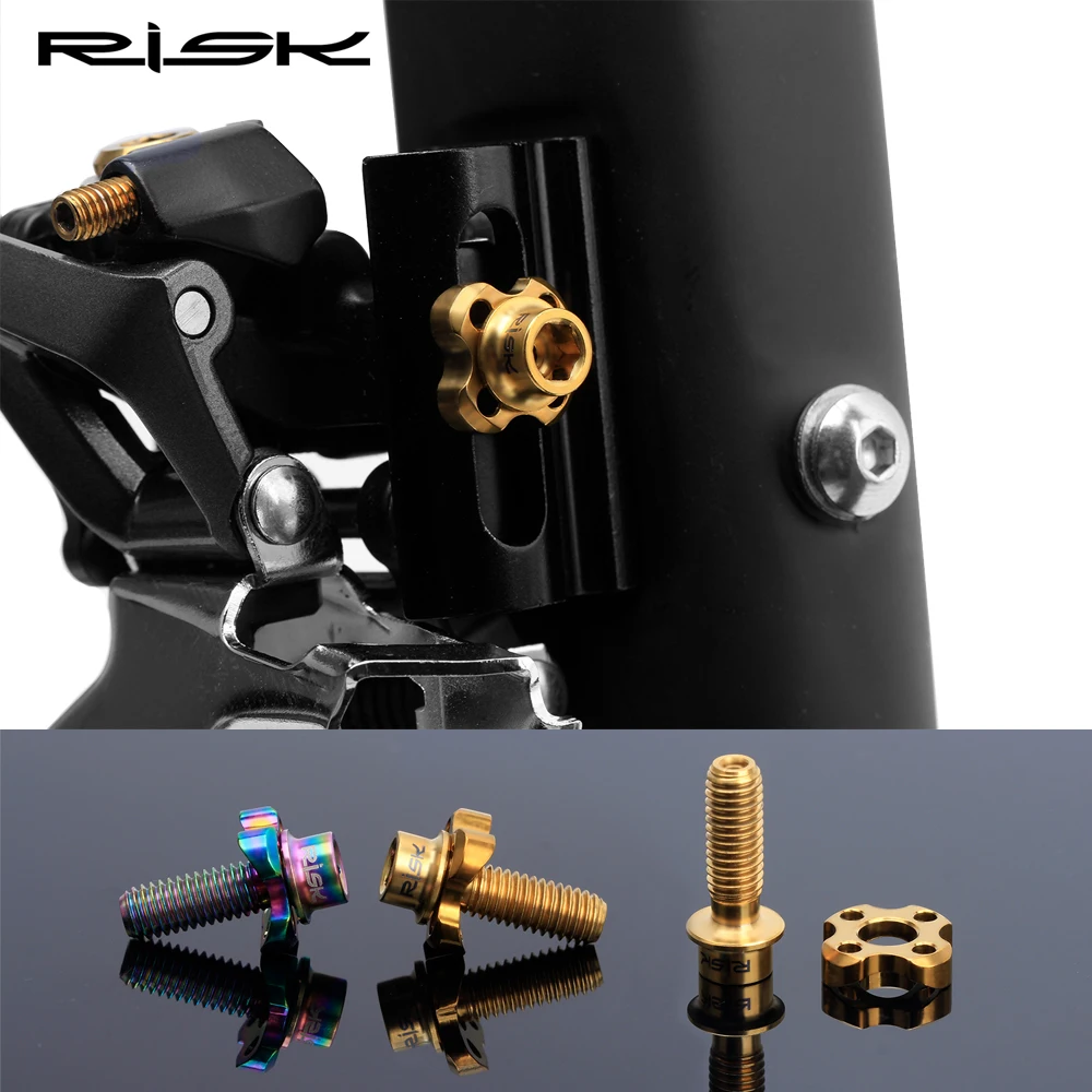 

One Set Risk RT112 M5*16 Titanium Alloy Road Folding Bicycle Front Derailleur Fixing Plate Bolt & Washer Screw Kit