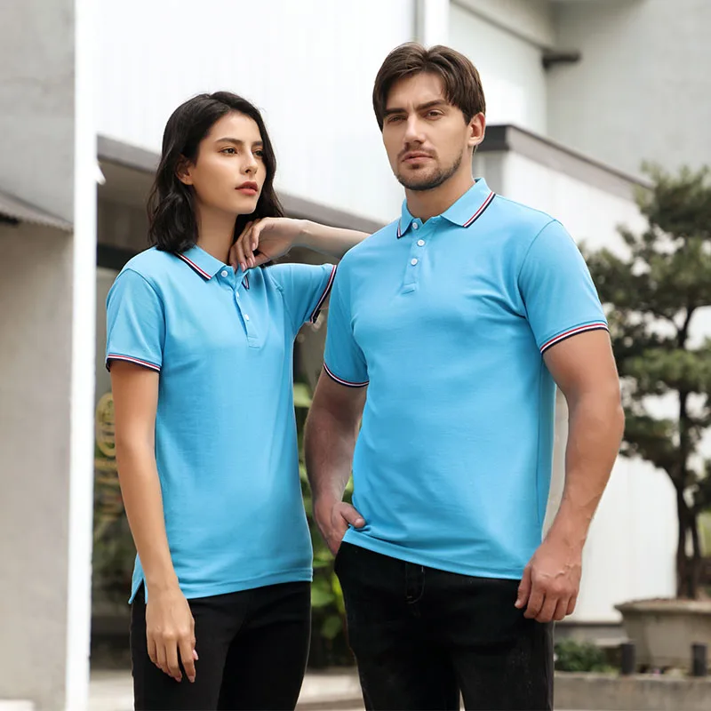 

210g40 thread cotton double bead ground color Lapel short sleeve
