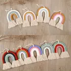 4 слоя макраме Радуга Настенный декор для спальни детской комнаты детские комнаты красочный гобелен веревка тканая кисточка настенные подвесные игрушки