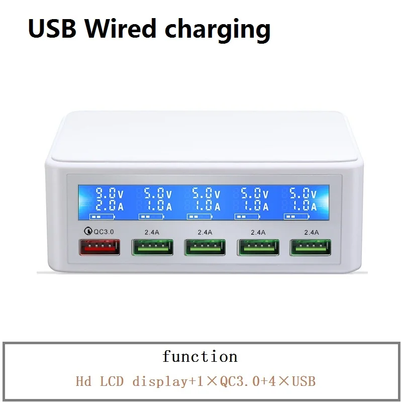 usb Charge QC 3,0 Быстрый Смарт USB Changer Защита от перенапряжения мощность разъем 5USB порты зарядное устройство светодиодный цифровой дисплей Великобритания США ЕС AU Plug - Цвет: usb Charge