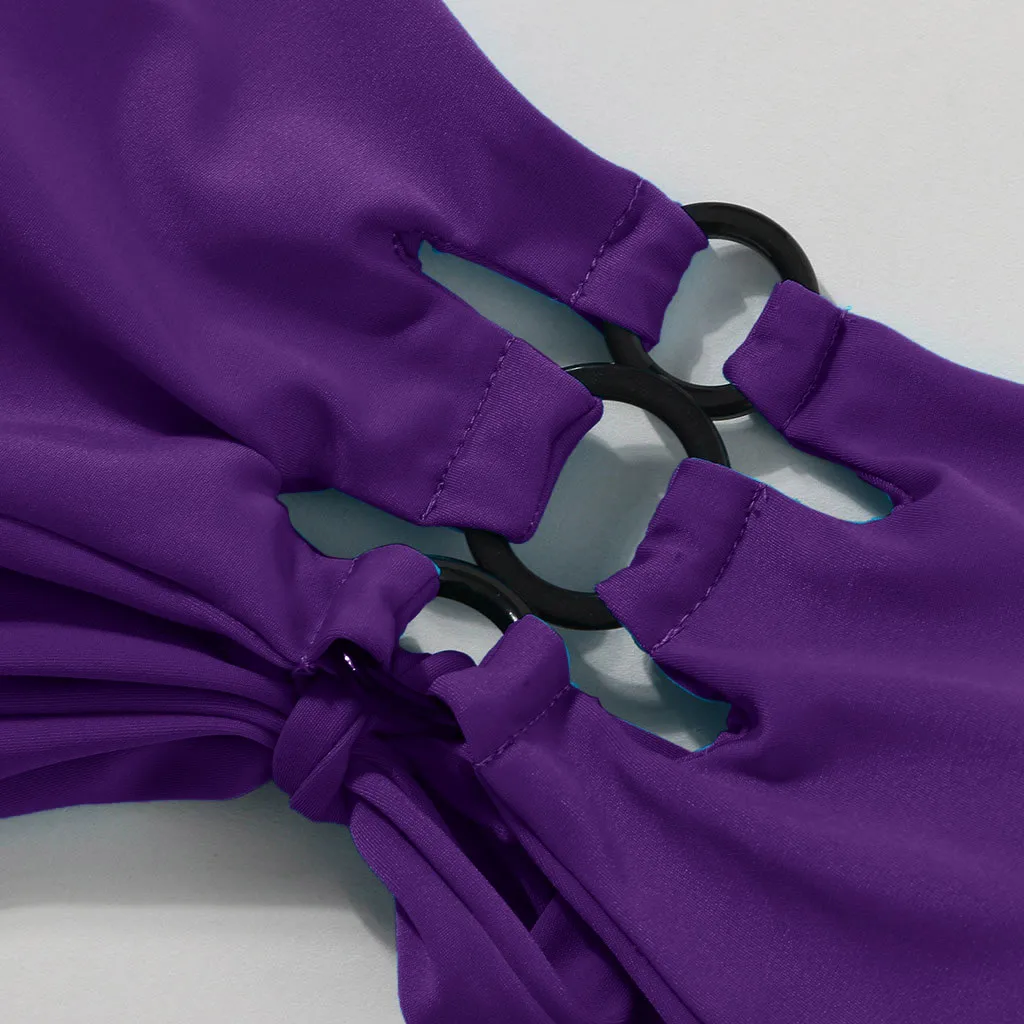 Сексуальный женский купальный костюм SAGACE однотонное бикини без рукавов с пуш-ап