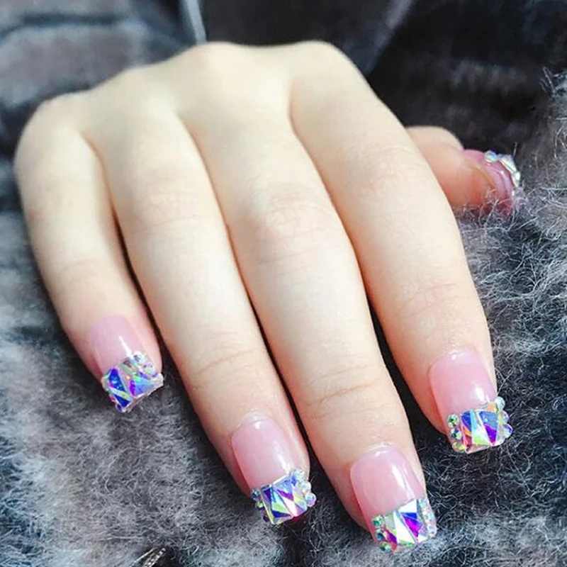 Круглые Серебристые Стразы для ногтей 12 коробок/комплект блестящие акриловые