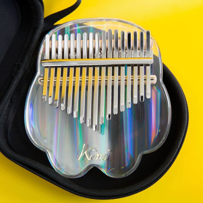 Kimi Kalimba 17 Keys Acrylic Crystal Transparent Rainbow Cat Claw Vibraphone Keyboard Thumb Piano Xylophone Musical Instrument