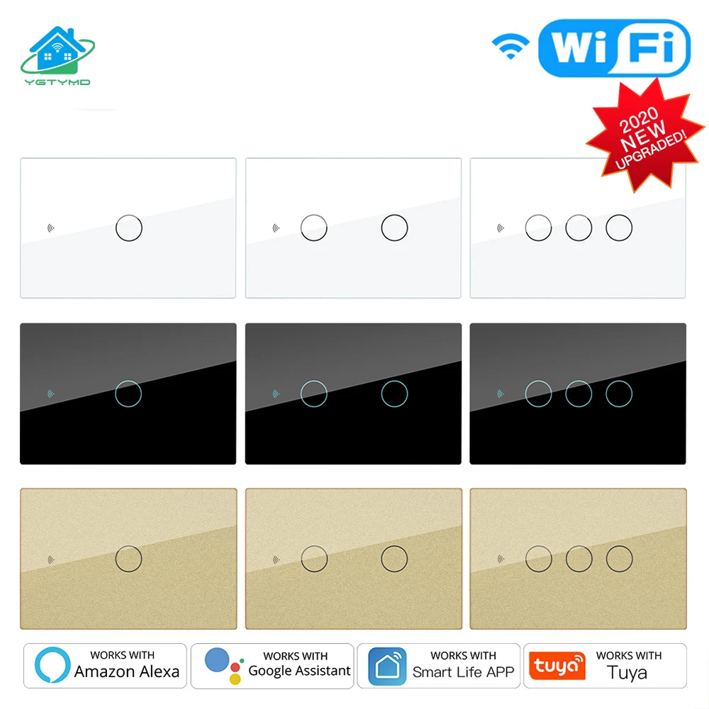 Умный настенный сенсорный выключатель RF433 Wi Fi без нейтрального провода с