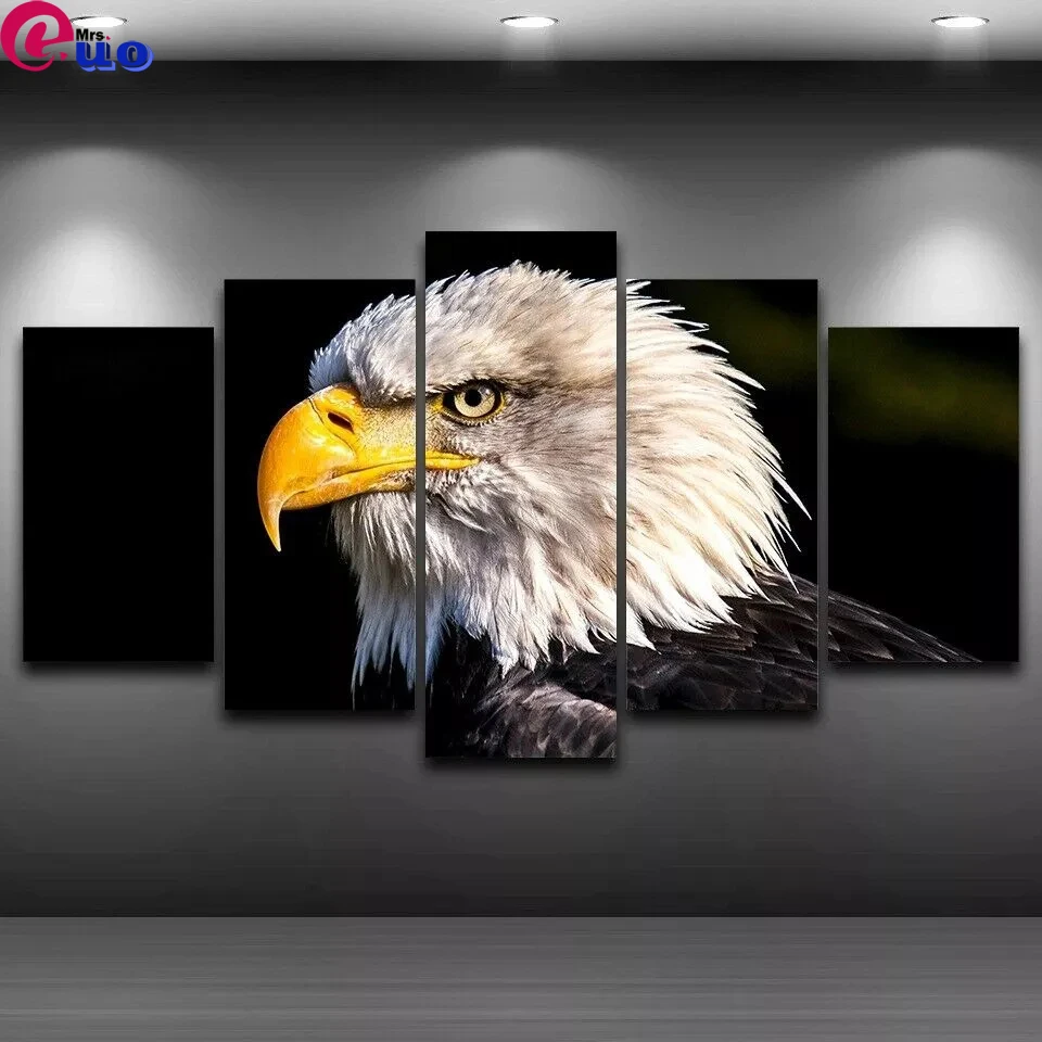 

5 Pieces Bald Eagle Wildlife Animal Multi-Picture Diamond Painting Cross Stitch Art Diamond Mosaic Bead Picture Handmade Gift