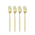 4 шт матовое золото торт вилки столовая посуда столовые приборы серебряные столовые приборы набор для десерта фруктовый салат вилки Нержавеющаясталь посуда