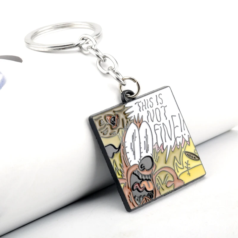 Anime Cartoon This Is Not Fine Everything On Fire Metal Enamel Pendant Keychain Keyrings For Kids Children Women/Men Gift | Украшения и