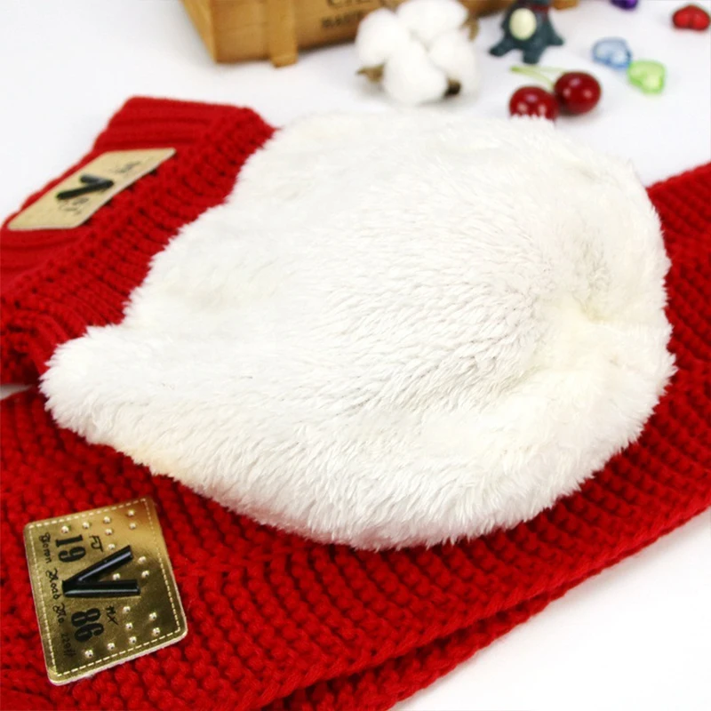 2Pcs/set Baby Hats Scarf With Pompom Knitted Woolen Turban Beanies Caps Warm Elastic Hat For Childern Girls Autumn Winter | Детская