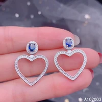 kjjeaxcmy fine jewelry 925 sterling silver inlaid natural sapphire female earrings ear studs popular support detection