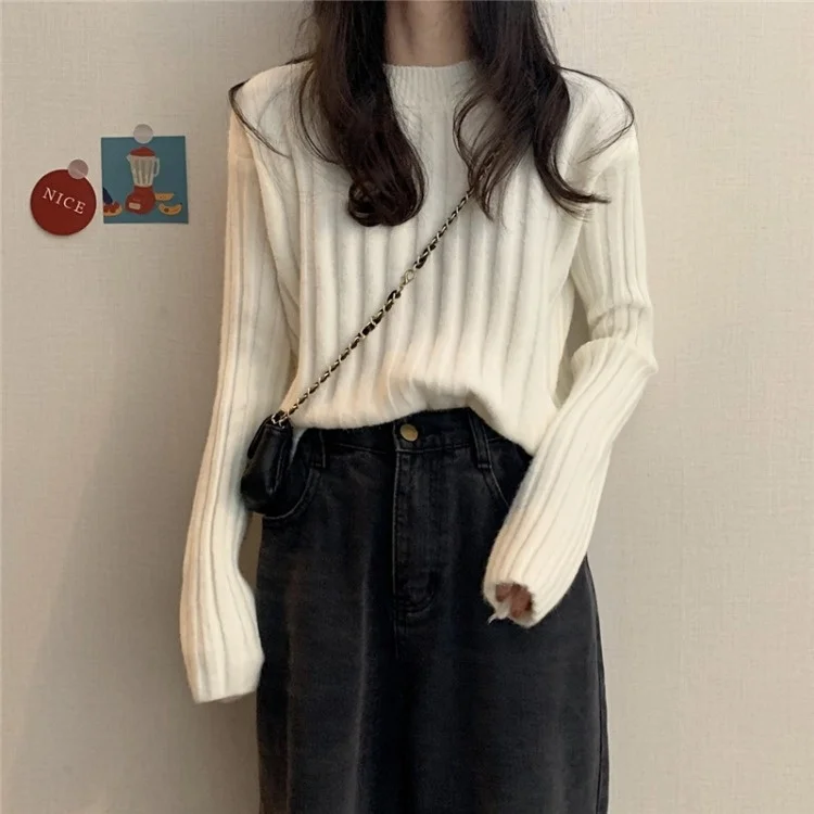 

Very Fairy Sweater Loose Knit Women's New 2021 Fall Winter Inner Bottom Shirt Short Top C320a