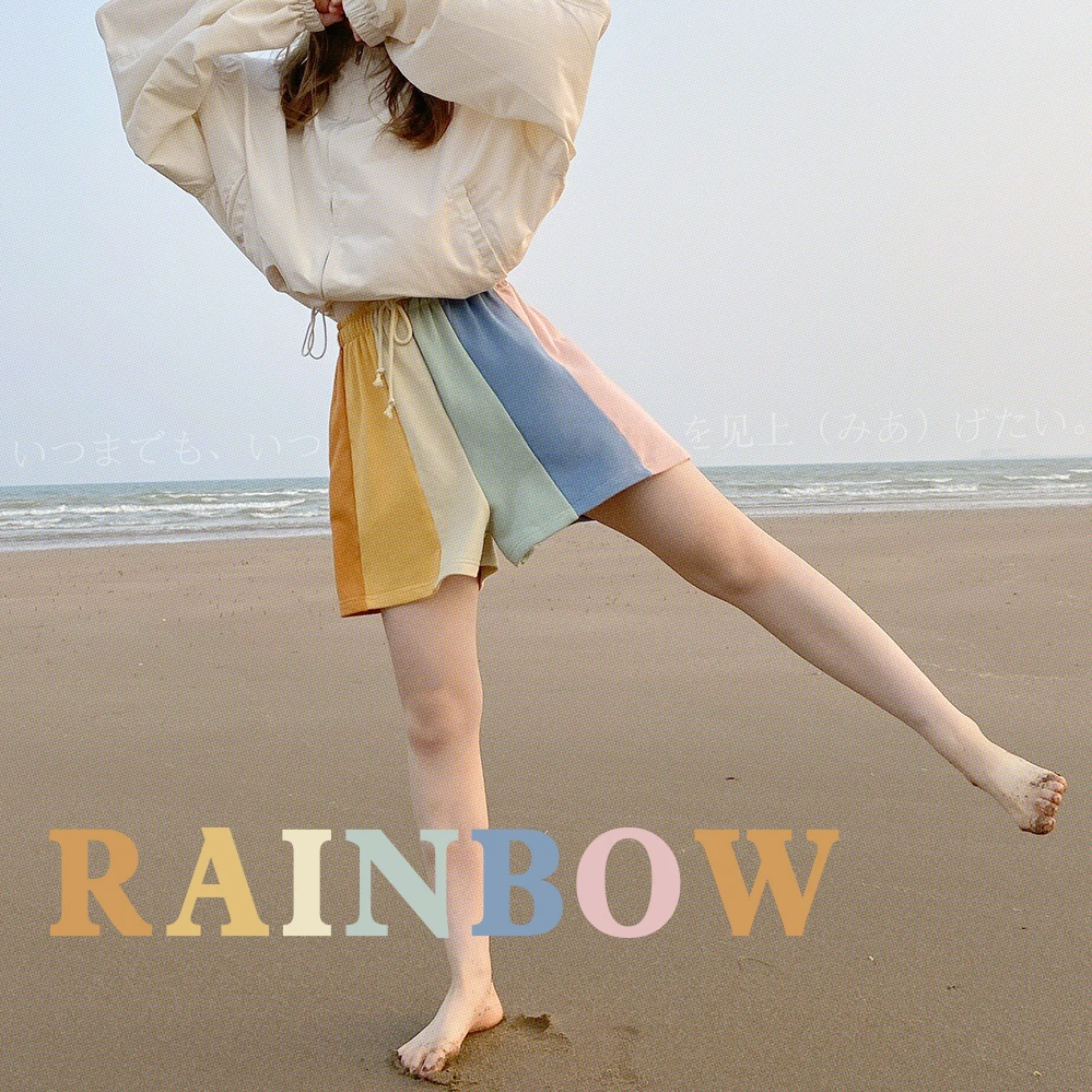 Летняя новинка Женская милая Радужная юбка с макаронами Ретро стиль для девушек