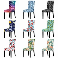 plants leaves print stretch chair cover for dining room elastic seat cover weddings party banquet fruit pattern chairs slipcover