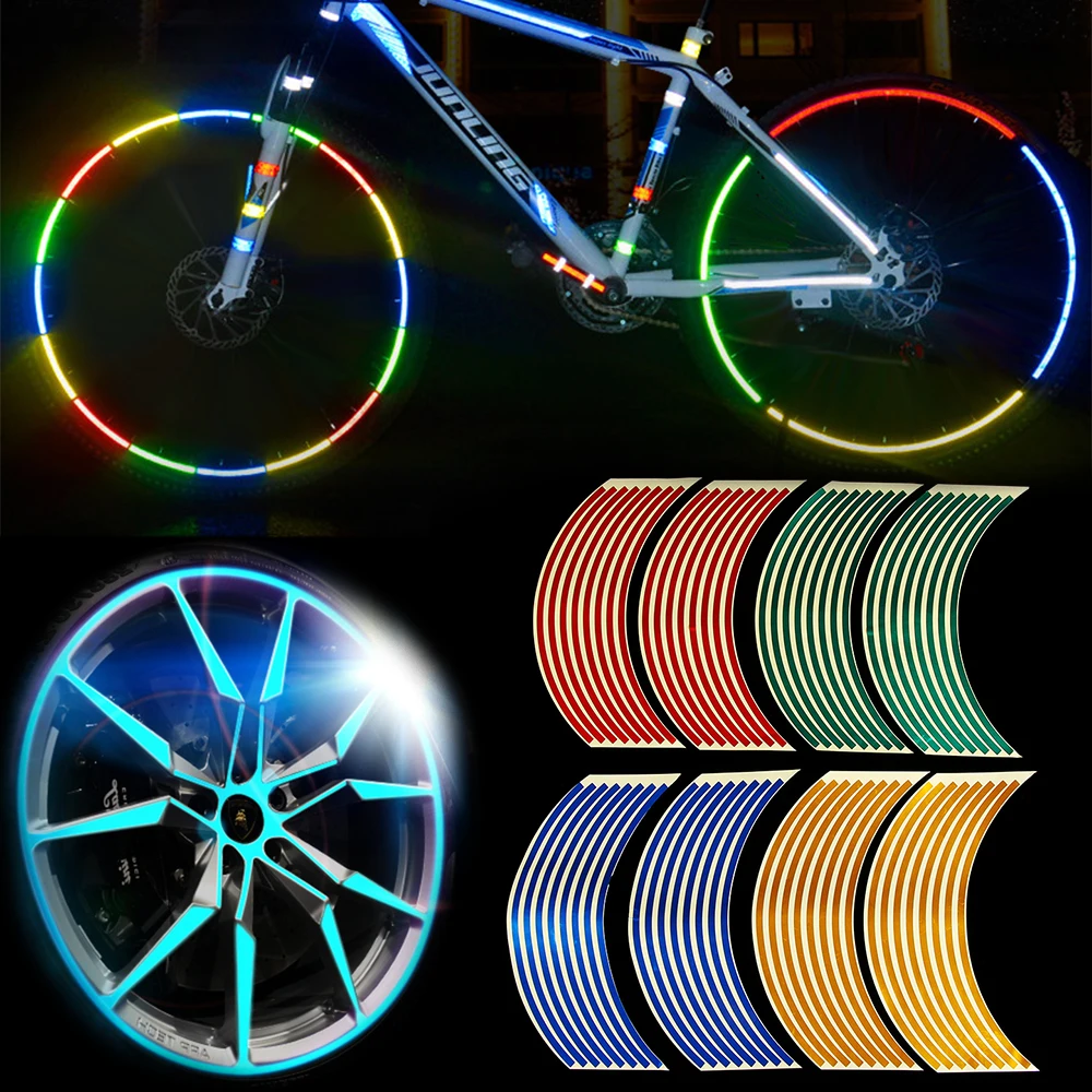 

New Car Wheel Tire Stickers Auto 17"18" Strips Reflective Rim Tape Motorcycle Decoration Sticker Auto Decals Sticker Maker