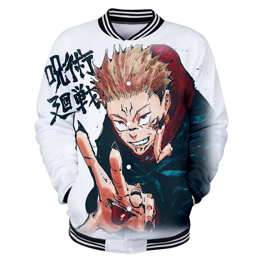 

Jujutsu Kaisen-3D Print Baseball Clothing Street Jacket Coat Long Sleeve Harajuku Streetwear Polyester Japanese Comics Clothes