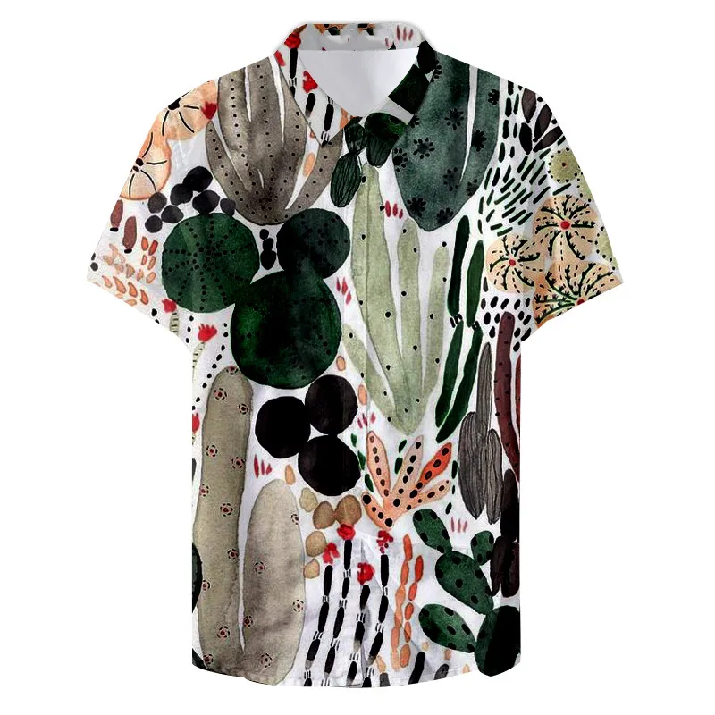 

Fashion casual shirt stampati cactus e stelle dimensioni Strongman camicia estiva casual hip hop shirt