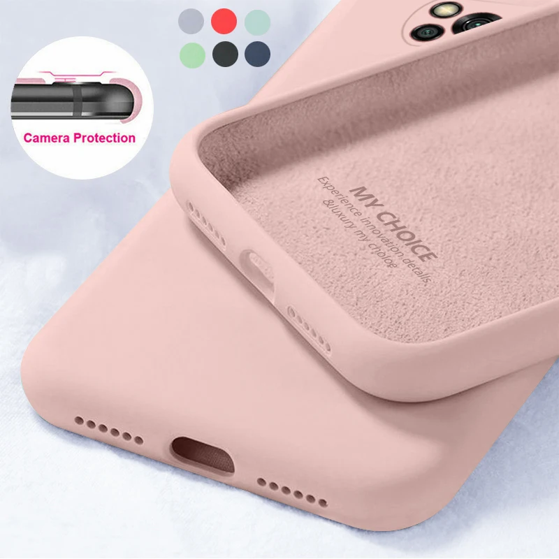 

Liquid Silicone Case For Xiaomi Redmi Poco X3 NFC Note 9 8 10 Pro 9s 8T 9T 9A 9SE Mi 10T Pro Lite Soft Silicone Back Cover