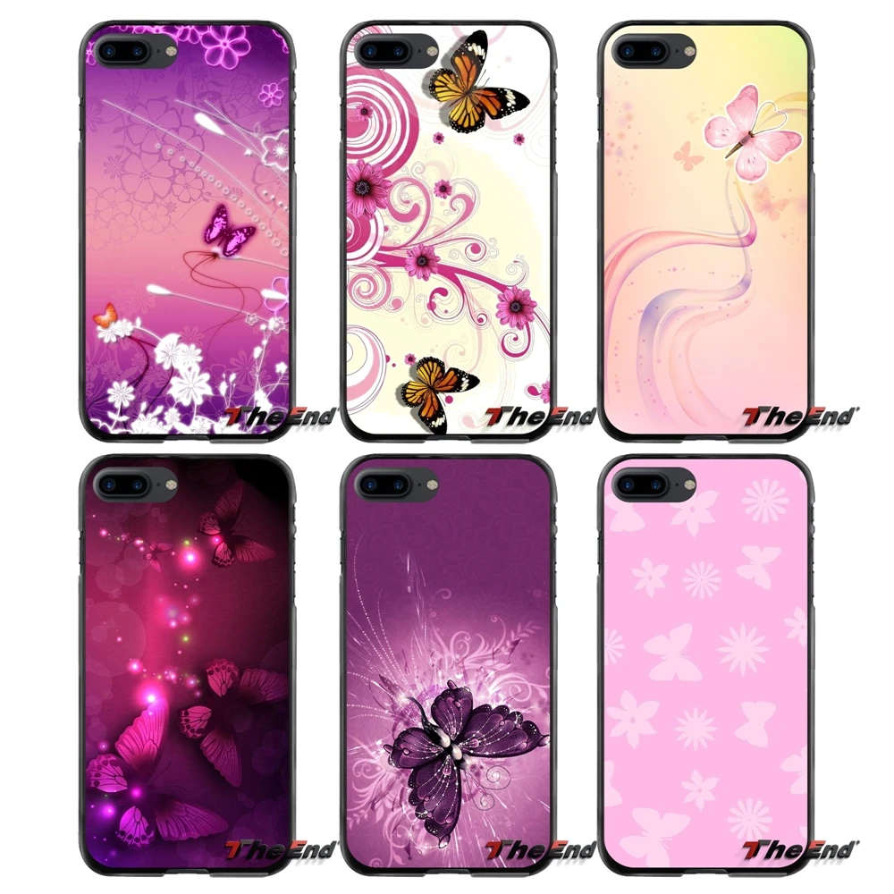 Аксессуары для телефона оболочки крышки розового цвета с бабочками Samsung Galaxy A3 A5 A7