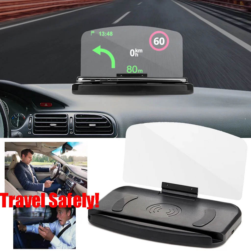 Универсальный автомобильный HUD Дисплей проектор для телефона навигация