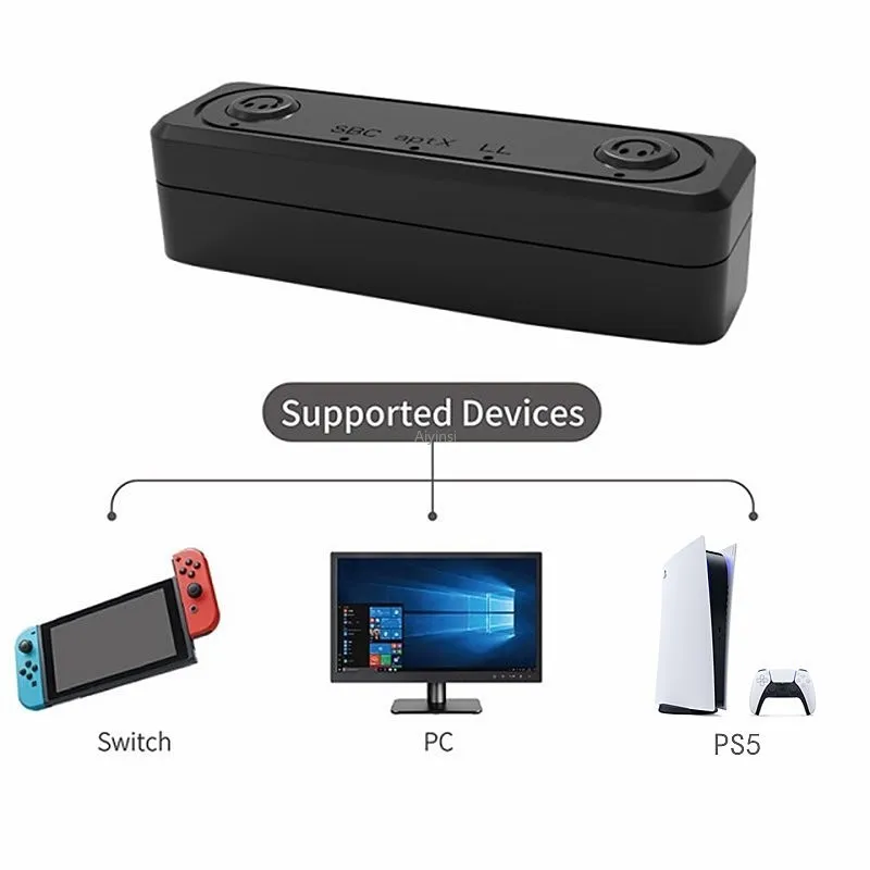 

Беспроводной Bluetooth 5,0, внешний звуковой передатчик для Nintendo Switch/Switch Lite, беспроводной адаптер для PS5/PS4/PC, аксессуары