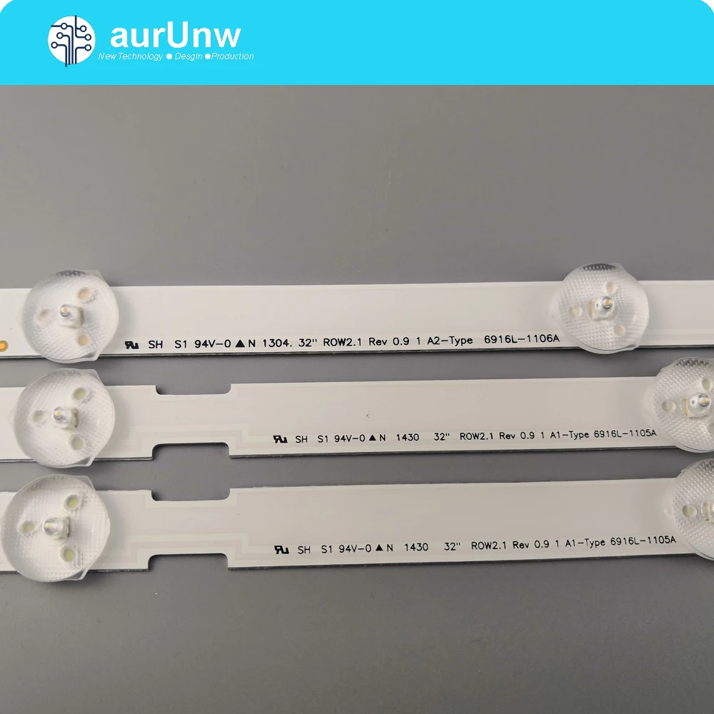 

630 мм светодиодный полоски для LG 32 ''ROW2.1 Rev 0,9 A1/A2-Type 6916L-1204A 6916L-1205A 6916L-1295A 6916L-1296A 32LA621V 32LN540U-ZA