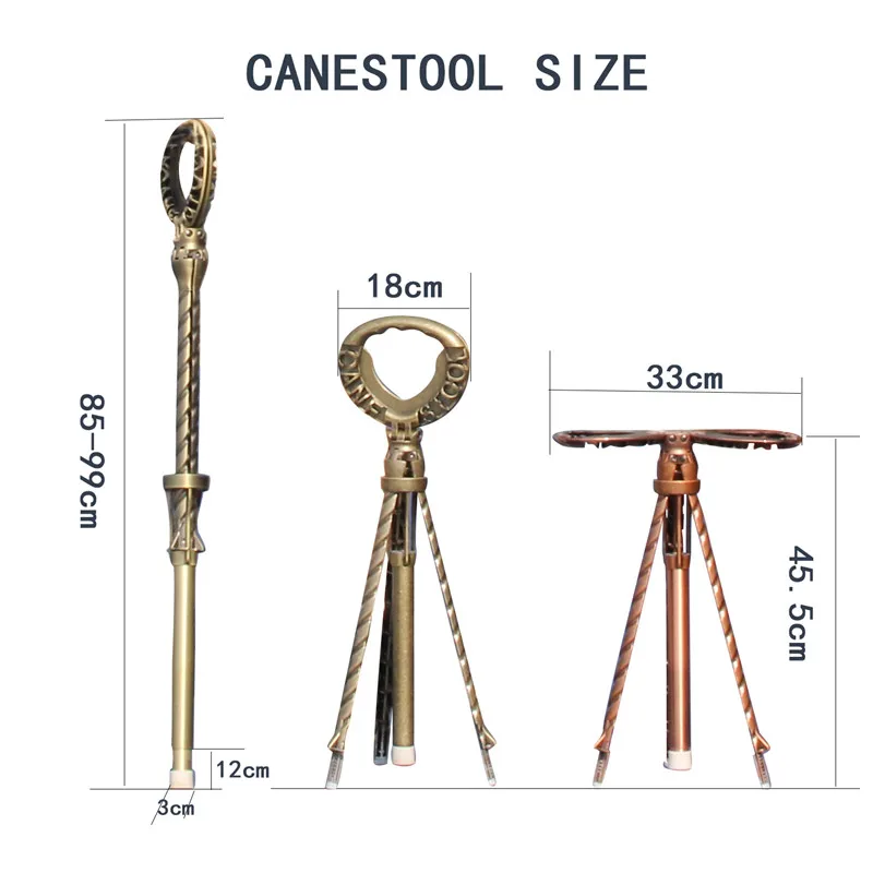 

New Two-in-one Walking Stick Stool Outdoor Folding Trekking Poles Telescopic Walking Stick Portable Stool for The Elderly