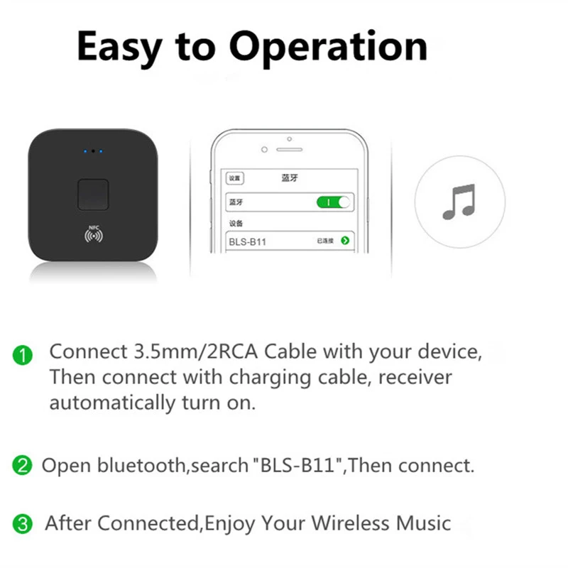 Новый Bluetooth 5 0 приемник NFC 3 мм AUX 2RCA разъем Hifi и стерео автомобильный беспроводной