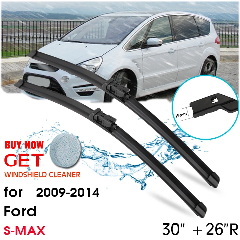 

Car Wiper Blade Front Window Windshield Rubber Silicon Refill Wiper For FORD S-MAX 2009-2014 LHD / RHD 30"+26"R Car Accessories