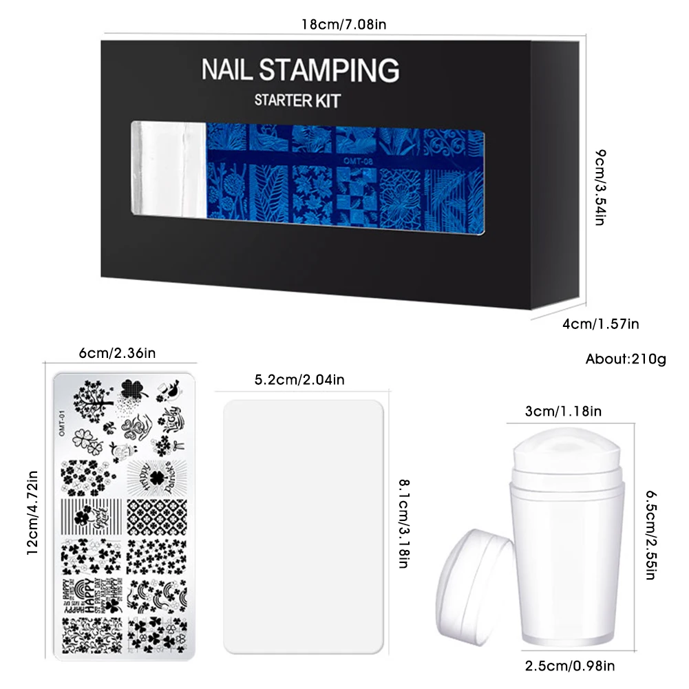 

Nail Stamping Plates Set, 8 Stainless Steel Plates With Vairous Patterns Nail Art Stamper Kit Color Painting Manicure Tools