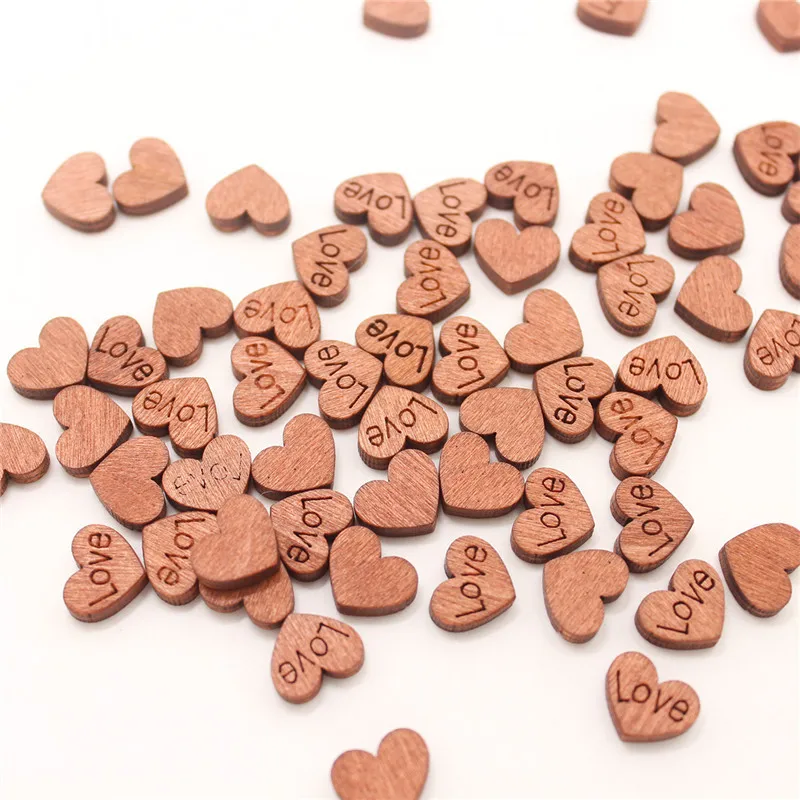 100 шт. деревенские деревянные крошечные кусочки сердечек конфетти украшения на