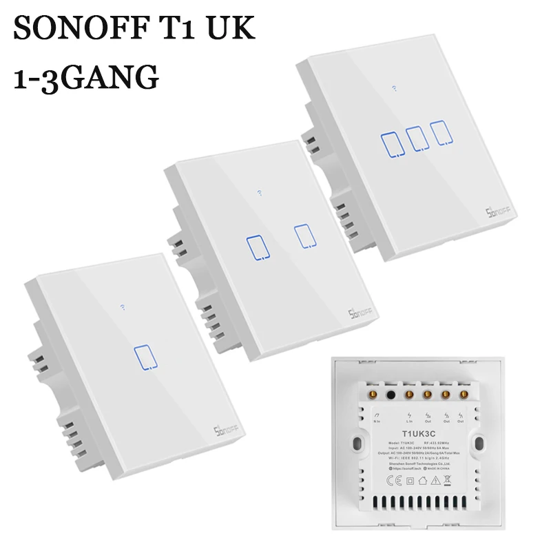 Переключатель Sonoff TX T1 ЕС T2 США 1 2 3 канала Wifi умный дом 433/RF настенный сенсорный