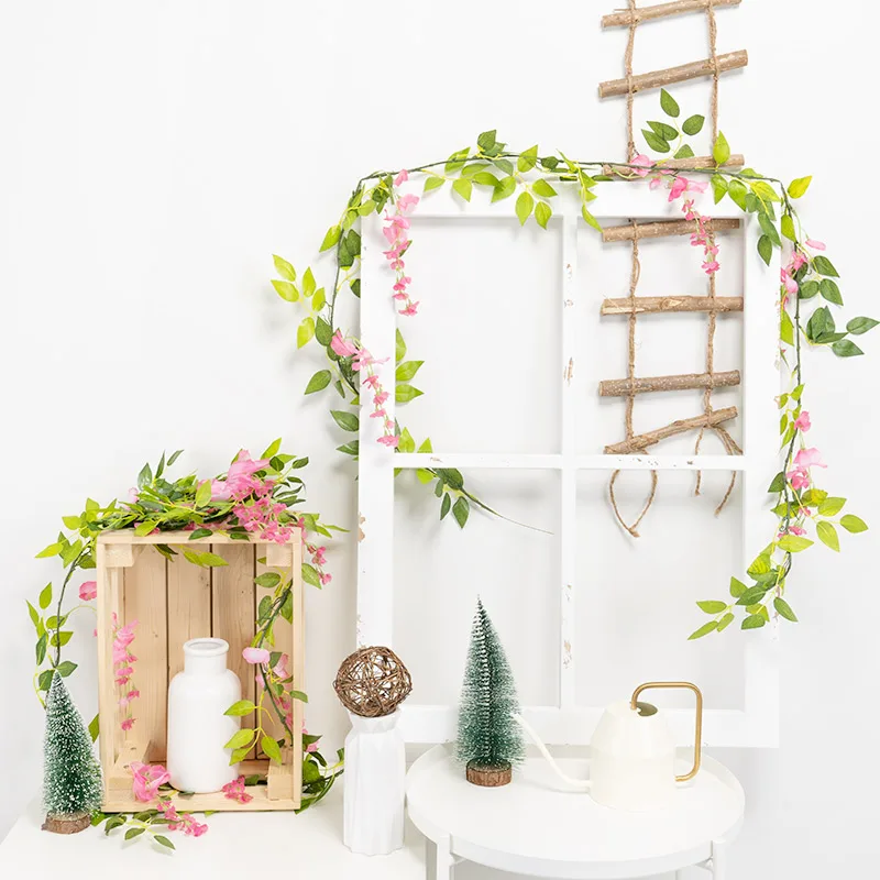 

2M Artificial Flower Garland Wisteria String Wedding Christmas Home Decoration Artificial Plants Vine Foliage Arch Decor Outdoor