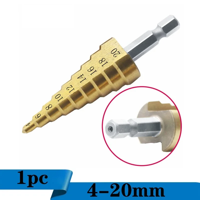 

1/3 шт. 4-20 мм ступенчатое сверло из быстрорежущей стали с титановым покрытием сверлильные электроинструменты металлические высокоскоростны...