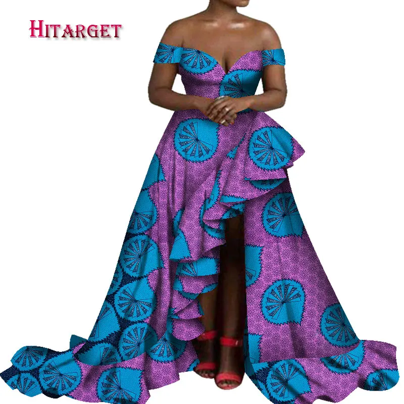 2020 New African Print Sexy Evening Long Dress Dashiki African Party Dresses for Women African Clothes Strapless Dresses WY7229