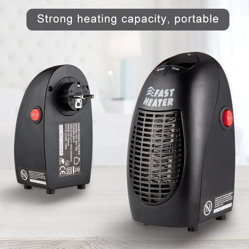 400W Mini Fan Heater Wall Mounted Electric Stove Radiator Warmer Household Room Heating Machine for Winter | Бытовая техника