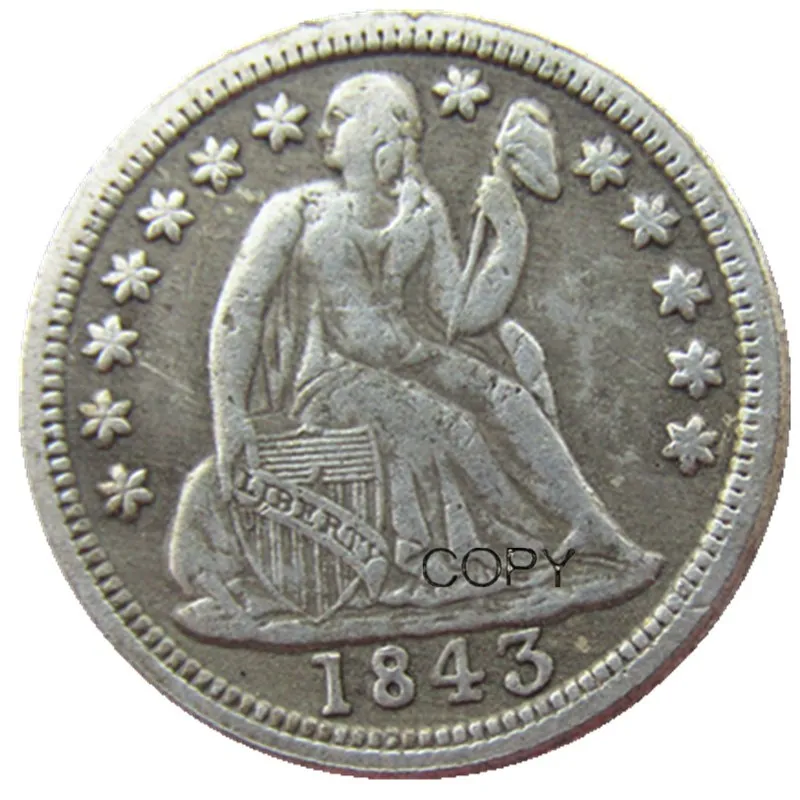 

США Свобода сидение монеты 1843 P/S посеребренные копии монеты