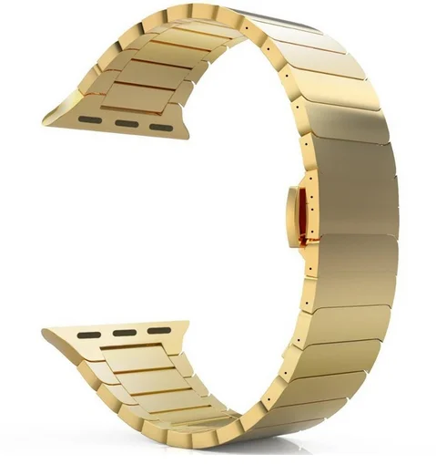 gold Ремешок-браслет для Apple Watch, Классическая пряжка-бабочка, ремешок из нержавеющей стали, аксессуары для часов 42, 38, 44, 40 мм, серия 5, 4, 3, 2 - Цвет ремешка: gold