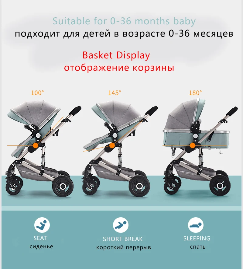Детская коляска 3 в 1, роскошный зонт, детская коляска с высоким пейзажем, складные детские коляски, детская коляска на колесиках