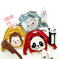 tonytaobaby new cartoon boys girls knitted animal sweaters with scarf in autumn and winter baby girl sweater kids sweaters