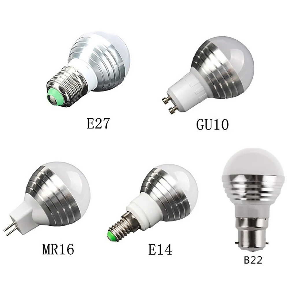 RGB светодиодный ная лампочка E14 E27 B22 GU10 MR16 3 Вт светодиодная с изменяемой