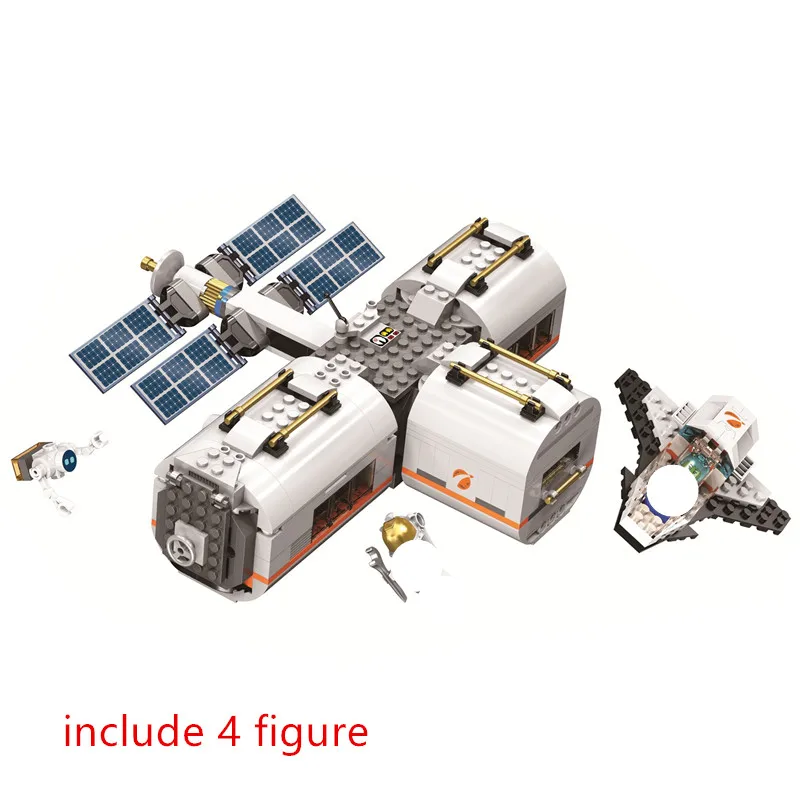 

City Space Lunar Space Station Shuttle Building Blocks Kit Bricks Classic Model Kids Toys For Children Gift