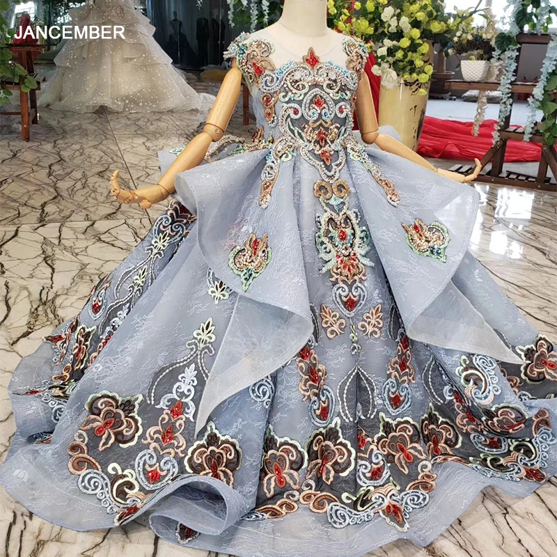 HTL0621 роскошное платье для причастия с цветными цветами родителей и детей пышные