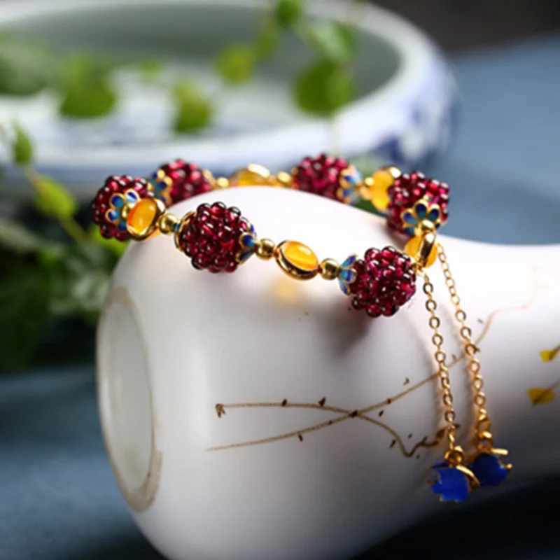 Прямая поставка 100% гранат браслет Вселенная Галактический Femme винный красный