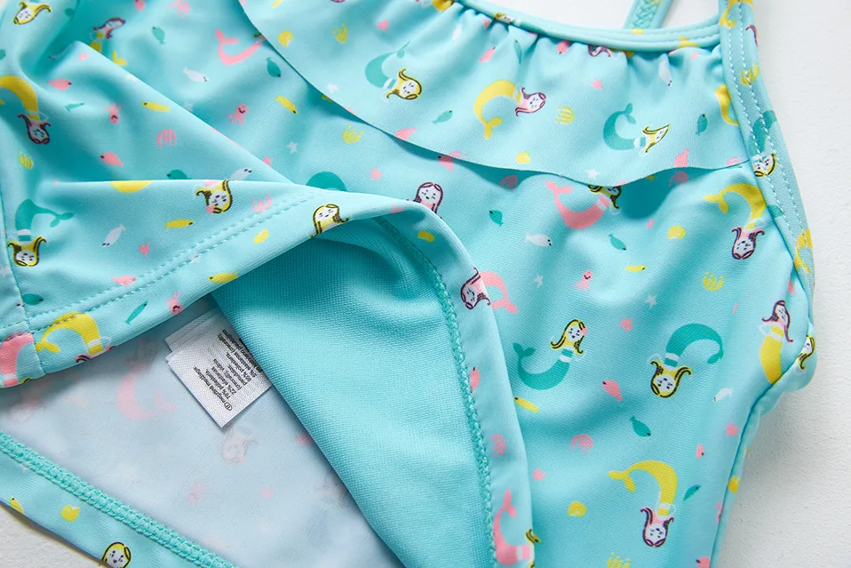 Женский купальный костюм для девочек розовый зеленый желтый однотонный из двух