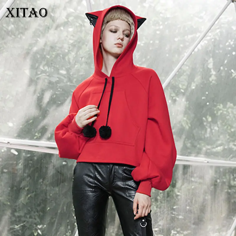 XITAO оболочка Drawstring толстовки женские модные новые осенний пуловер с рукавами-фонариками маленькие свежие повседневные стильные толстовки xj70