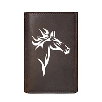 personality luxury horse design genuine leather wallet for men business card holders male purses short money bags