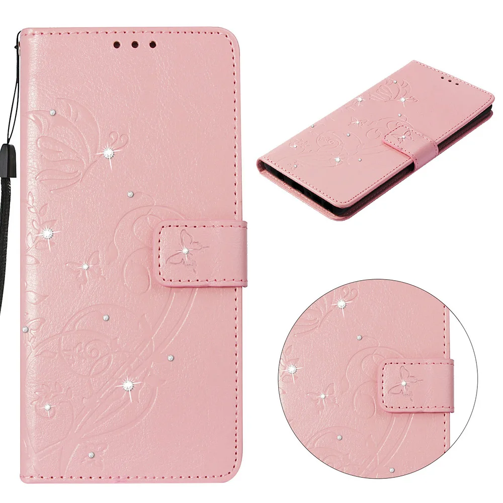 Кожаный чехол бумажник с цветочным бриллиантом для huawei mate 20 10 P20 Pro Lite P Smart P9 Mini Nova 2i